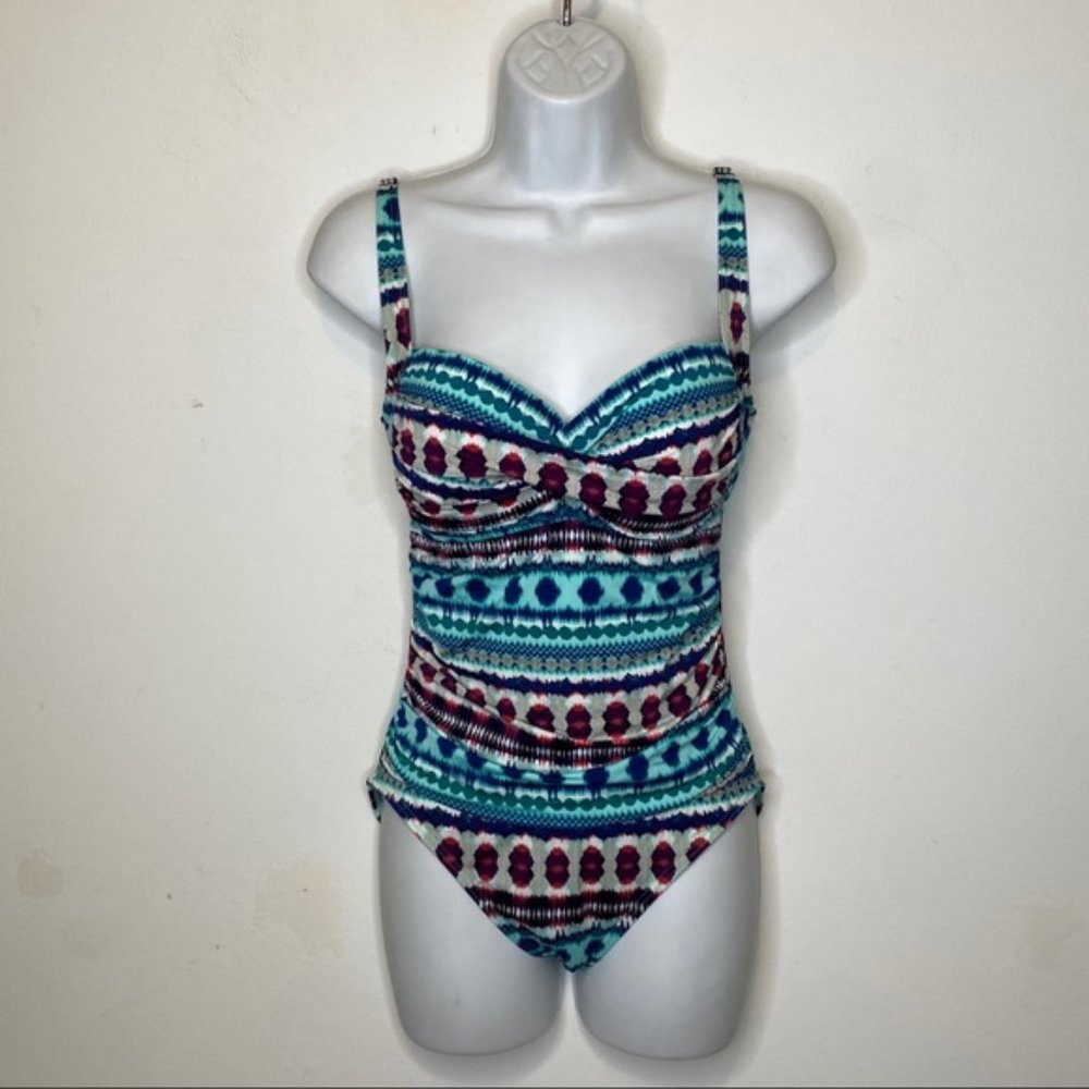 La Blanca Island Goddess Sweetheart Neckline Ruched  One Piece Swimsuit Size 8